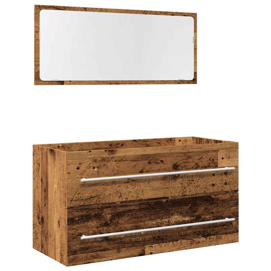 2 Piece Bathroom Furniture Set Old Wood Engineered Wood 2 Piece Bathroom Furniture Set Old Wood Engineered Wood