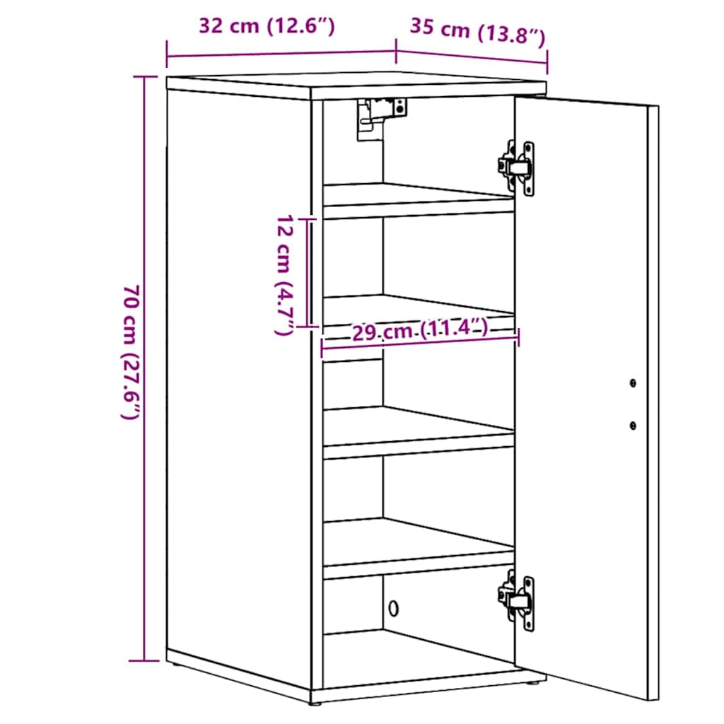 Shoe Cabinet Old Wood 32x35x70 cm Engineered Wood