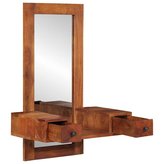 Wall Mirror with Drawers 60x33x90 cm Solid Wood Acacia Wall Mirror with Drawers 60x33x90 cm Solid Wood Acacia