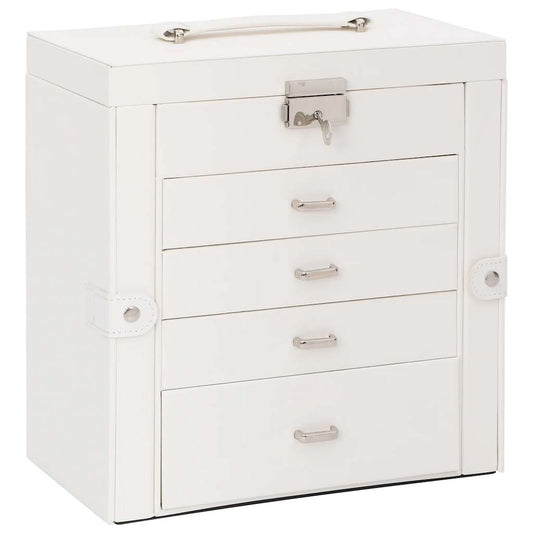 Jewellery Box 5-Layer with Mirror Lockable White Jewellery Box 5-Layer with Mirror Lockable White