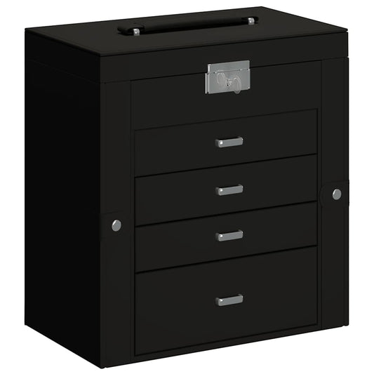 Jewellery Box 5-Layer with Mirror Lockable Black Jewellery Box 5-Layer with Mirror Lockable Black