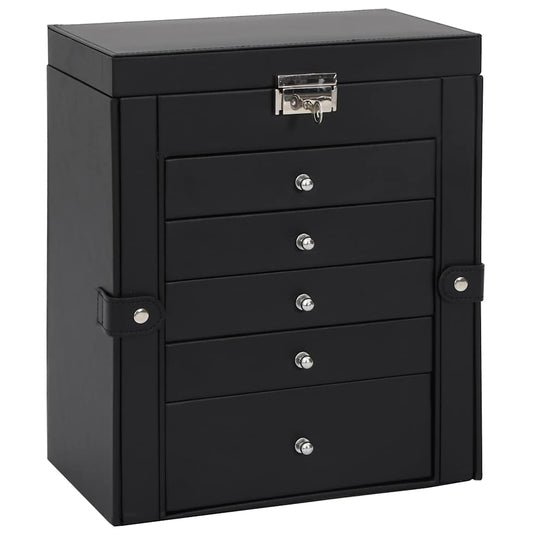 Jewellery Box 6-Layer with Mirror Lockable Black Jewellery Box 6-Layer with Mirror Lockable Black