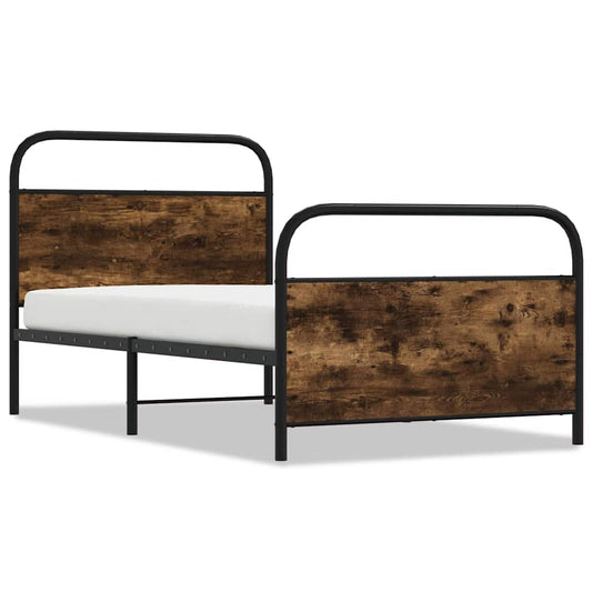 Bed Frame Without Mattress 90x190 cm Single Smoked Oak Engineered Wood Bed Frame Without Mattress 90x190 cm Single Smoked Oak Engineered Wood
