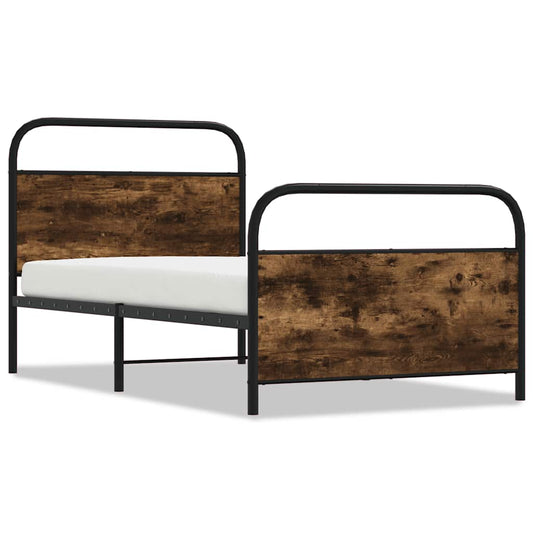 Bed Frame Without Mattress 107x203 cm Smoked Oak Engineered Wood Bed Frame Without Mattress 107x203 cm Smoked Oak Engineered Wood