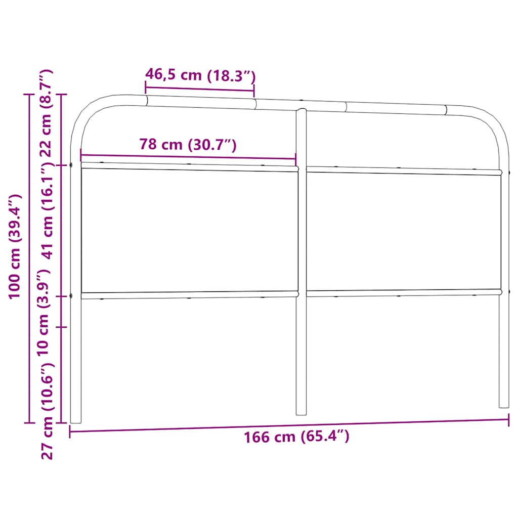Replace Headboard Smoked Oak 160 cm Steel and Engineered Wood