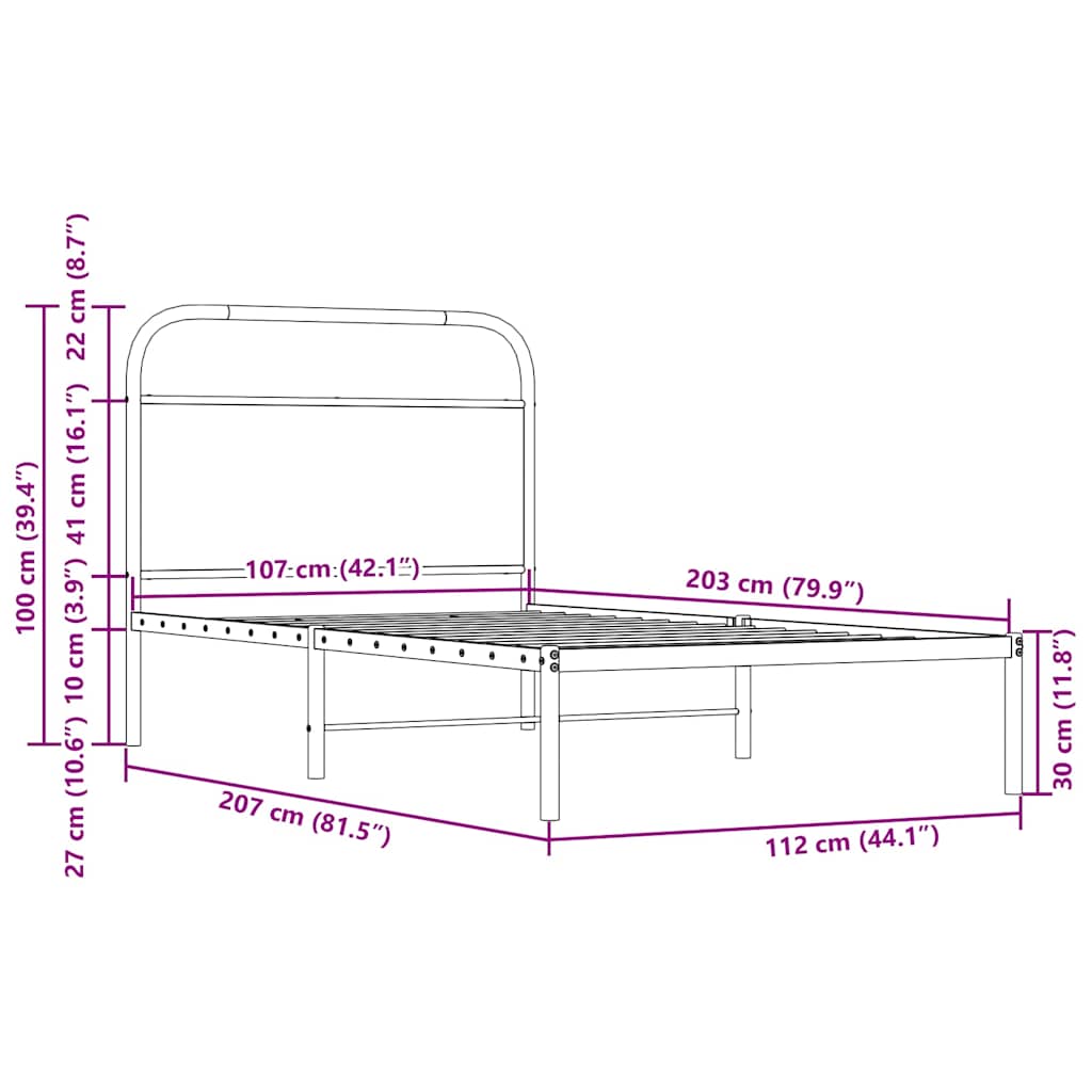 Bed Frame Without Mattress 107x203cm Sonoma Oak Engineered Wood