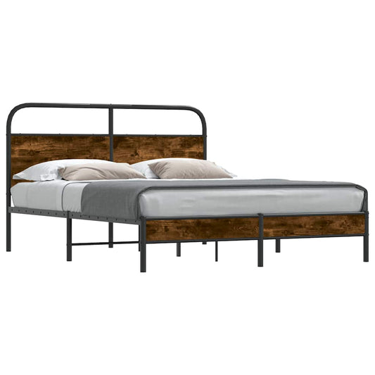 Bed Frame Without Mattress 150x200 cm Smoked Oak Engineered Wood Bed Frame Without Mattress 150x200 cm Smoked Oak Engineered Wood