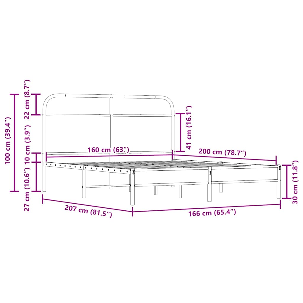 Bed Frame Without Mattress 160x200cm Smoked Oak Engineered Wood