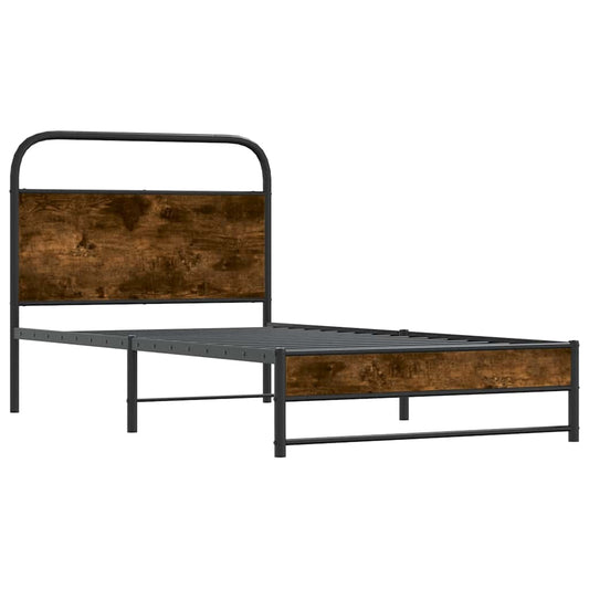 Bed Frame Without Mattress 100x190 cm Smoked Oak Engineered Wood Bed Frame Without Mattress 100x190 cm Smoked Oak Engineered Wood