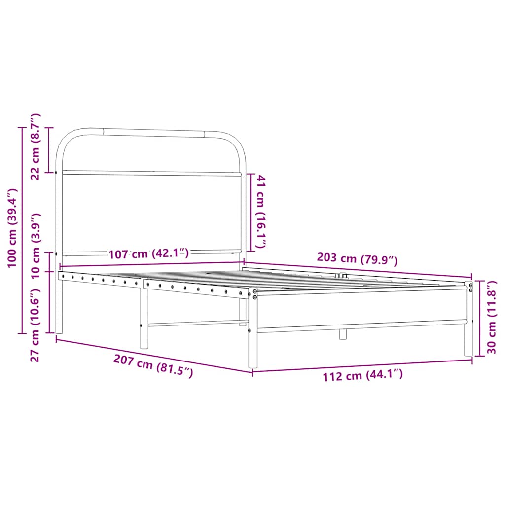 Bed Frame without Mattress 107x203cm Sonoma Oak Engineered Wood