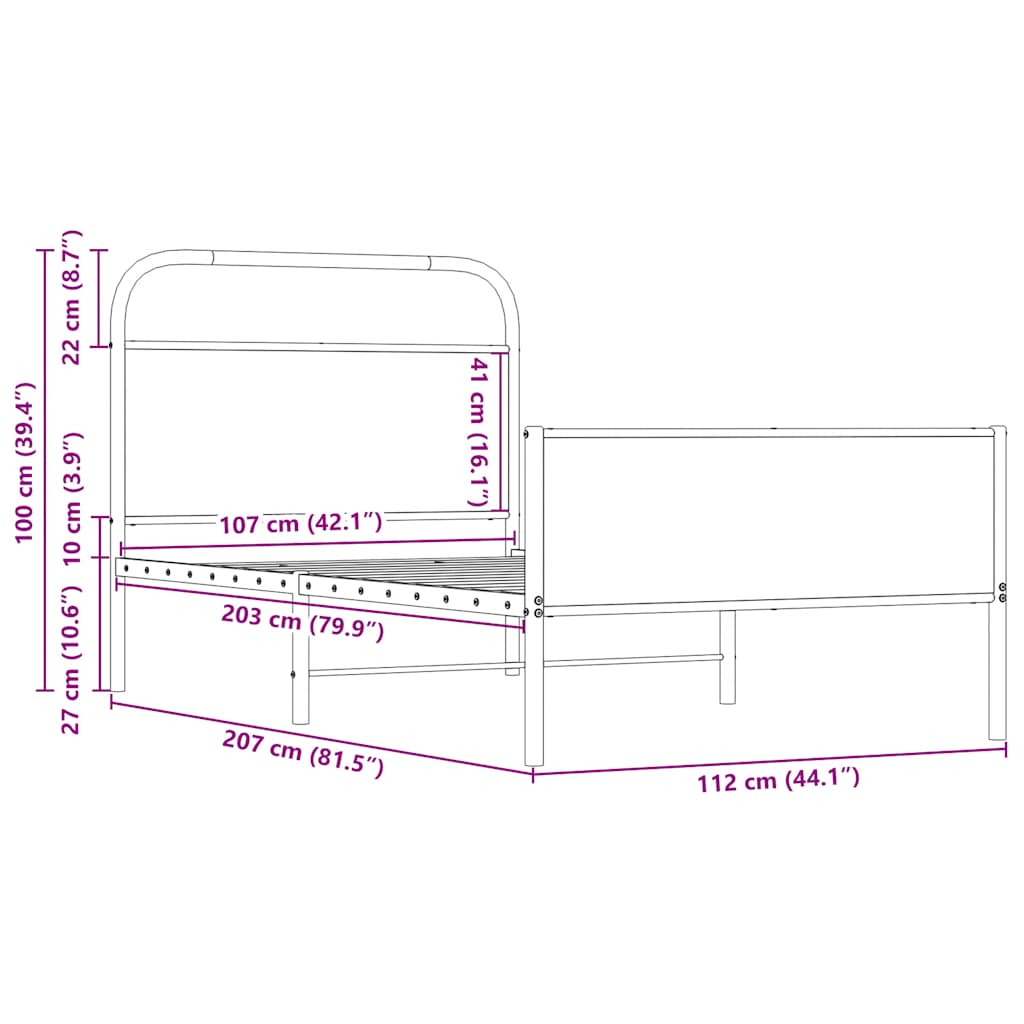 Bed Frame without Mattress 107x203cm Sonoma Oak Engineered Wood