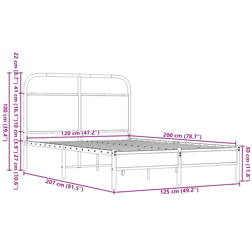 Bed Frame without Mattress 120x200 cm Brown Oak Engineered Wood