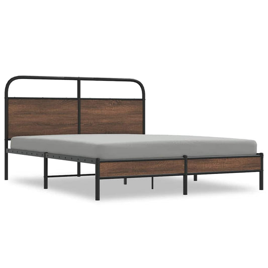 Bed Frame without Mattress 150x200 cm King Size Brown Oak Engineered Wood Bed Frame without Mattress 150x200 cm King Size Brown Oak Engineered Wood