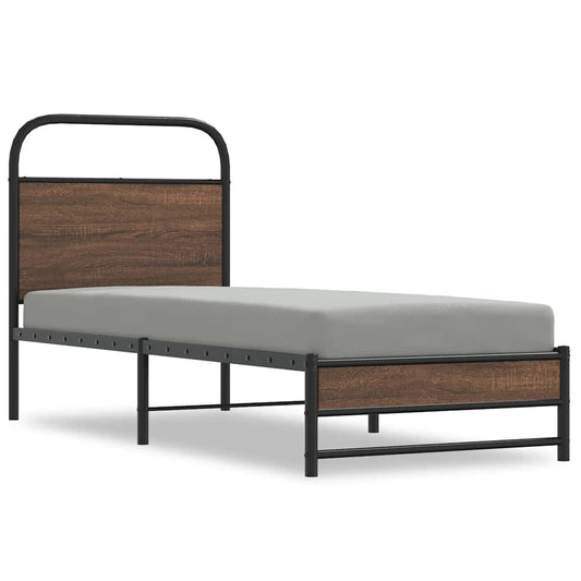 Bed Frame without Mattress 75x190 cm Brown Oak Engineered Wood Bed Frame without Mattress 75x190 cm Brown Oak Engineered Wood