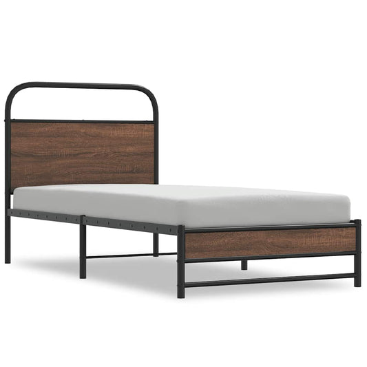 Bed Frame without Mattress 100x190 cm Brown Oak Engineered Wood Bed Frame without Mattress 100x190 cm Brown Oak Engineered Wood