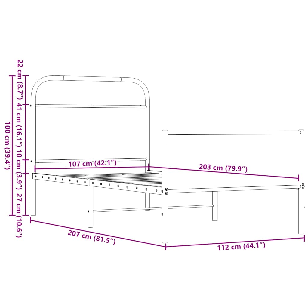Bed Frame without Mattress 107x203 cm Brown Oak Engineered Wood