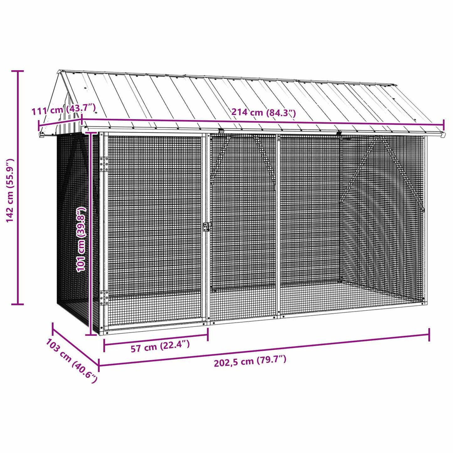 Bird Cage Anthracite 227 x 112 x 141 cm Galvanised Steel