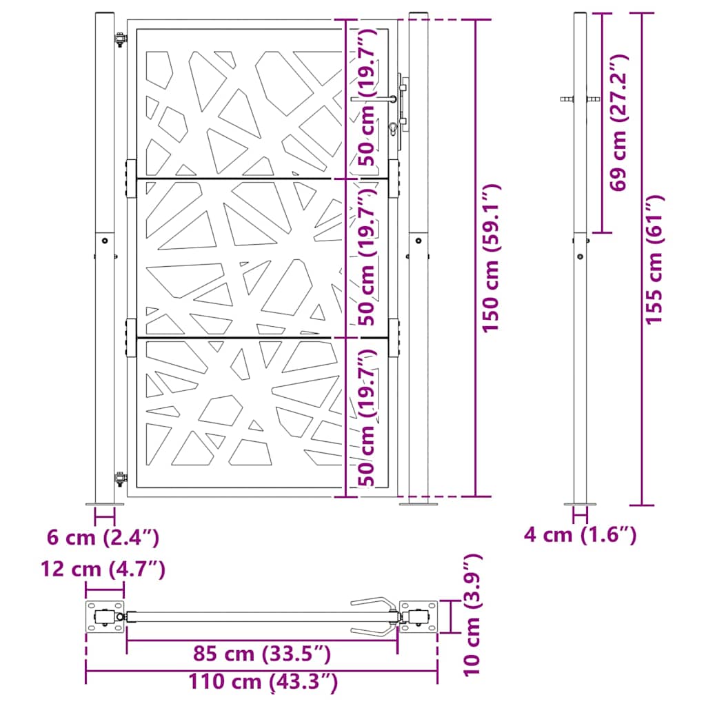 Garden Gate 100x150 cm Weathering Steel Light Design