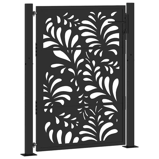 Garden Gate Black 100x125 cm Steel Wave Design Garden Gate Black 100x125 cm Steel Wave Design