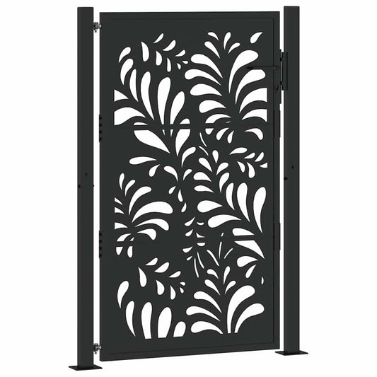 Garden Gate Black 100x150 cm Steel Wave Design Garden Gate Black 100x150 cm Steel Wave Design
