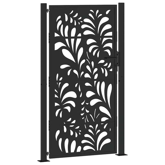 Garden Gate Black 100x175 cm Steel Wave Design Garden Gate Black 100x175 cm Steel Wave Design