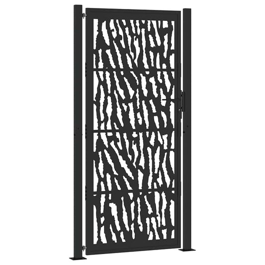 Garden Gate Black 100x200 cm Steel Trace Design Garden Gate Black 100x200 cm Steel Trace Design