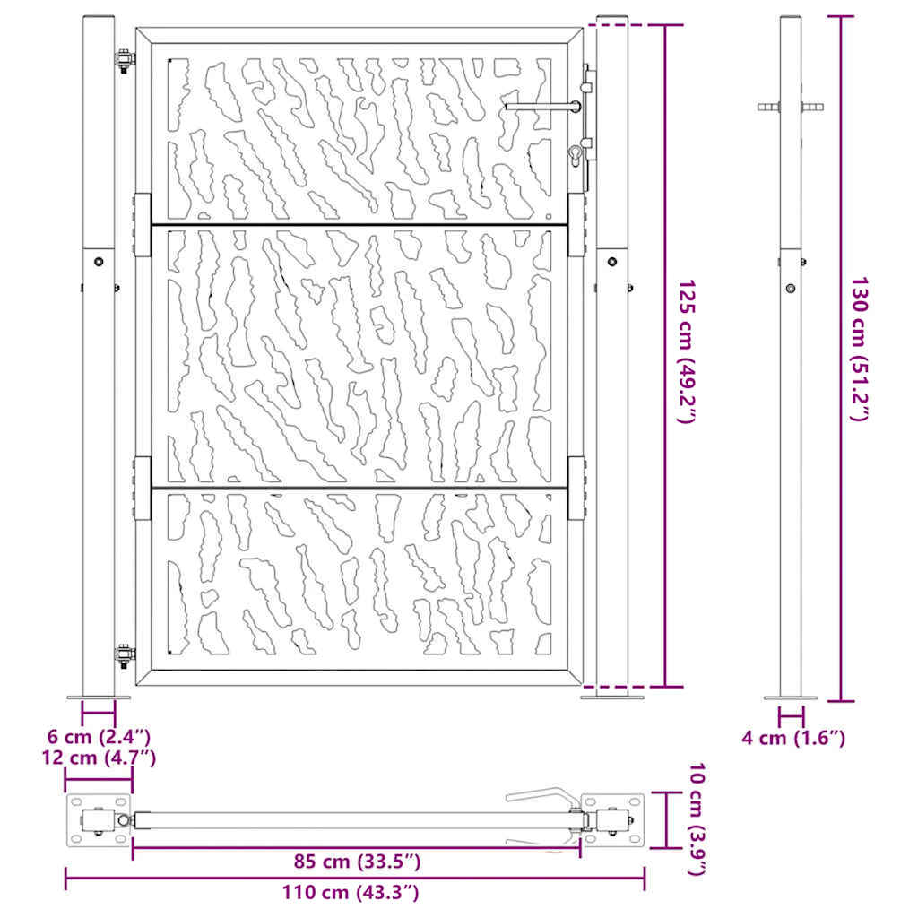 Garden Gate 100x125 cm Weathering Steel Trace Design