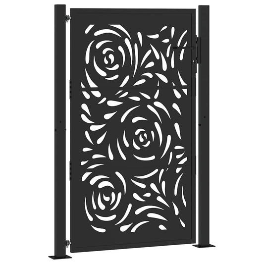 Garden Gate Black 100x150 cm Steel Flame Design Garden Gate Black 100x150 cm Steel Flame Design