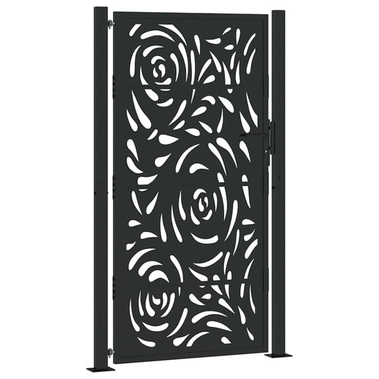 Garden Gate Black 100x175 cm Steel Flame Design Garden Gate Black 100x175 cm Steel Flame Design