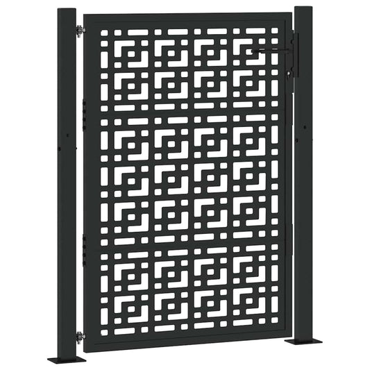 Garden Gate Black 100x125 cm Steel Cross Design Garden Gate Black 100x125 cm Steel Cross Design