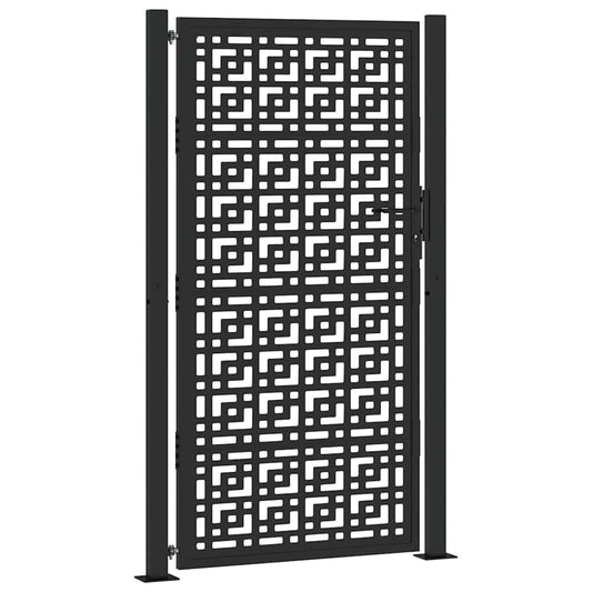 Garden Gate Black 100x175 cm Steel Cross Design Garden Gate Black 100x175 cm Steel Cross Design