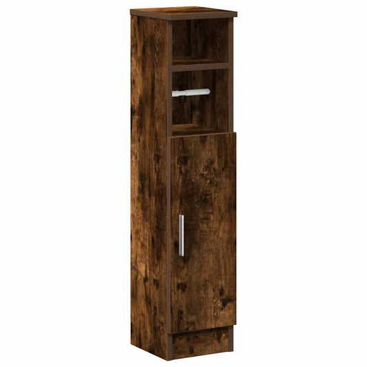 Bathroom Cabinet with Roll Holder Smoked Oak 20.5x22x90 cm Bathroom Cabinet with Roll Holder Smoked Oak 20.5x22x90 cm