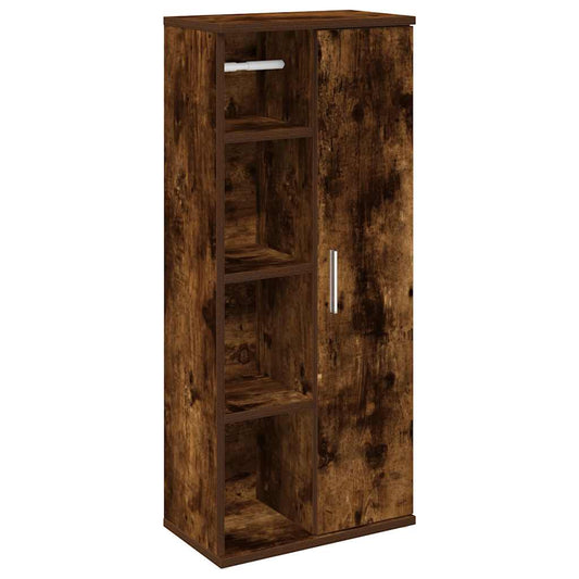Bathroom Cabinet with Roll Holder Smoked Oak 39x22x90 cm Bathroom Cabinet with Roll Holder Smoked Oak 39x22x90 cm