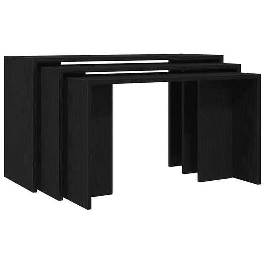 Nesting Tables 3 pcs Black Engineered Wood Nesting Tables 3 pcs Black Engineered Wood