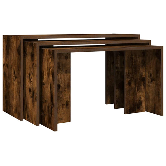 Nesting Tables 3 pcs Smoked Oak Engineered Wood Nesting Tables 3 pcs Smoked Oak Engineered Wood
