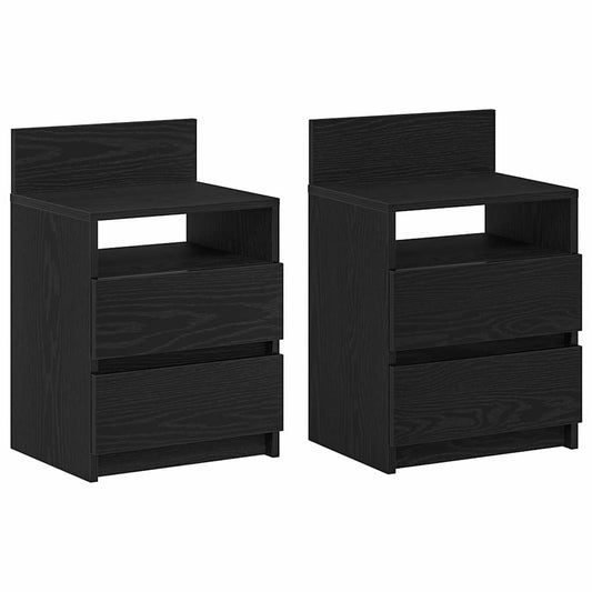 Bedside Cabinets 2 pcs with 2 Drawers Black 40x33x60 cm Bedside Cabinets 2 pcs with 2 Drawers Black 40x33x60 cm