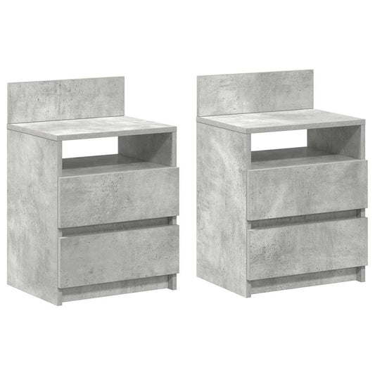 Bedside Cabinets 2 pcs with 2 Drawers Concrete Grey 40x33x60 cm Bedside Cabinets 2 pcs with 2 Drawers Concrete Grey 40x33x60 cm