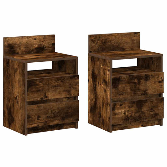 Bedside Cabinets 2 pcs with 2 Drawers Smoked Oak 40x33x60 cm Bedside Cabinets 2 pcs with 2 Drawers Smoked Oak 40x33x60 cm