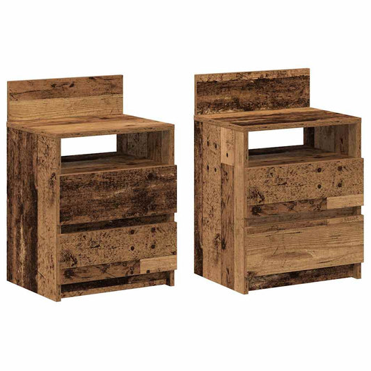 Bedside Cabinets 2 pcs with 2 Drawers Old Wood 40x33x60 cm Bedside Cabinets 2 pcs with 2 Drawers Old Wood 40x33x60 cm