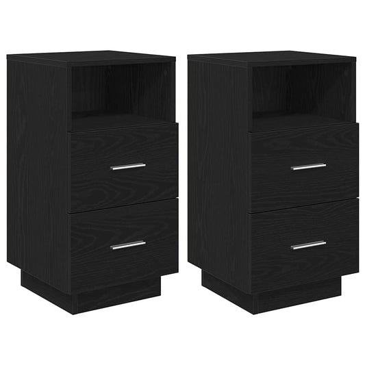Bedside Cabinets 2 pcs with 2 Drawers Black 36x36x68 cm Bedside Cabinets 2 pcs with 2 Drawers Black 36x36x68 cm