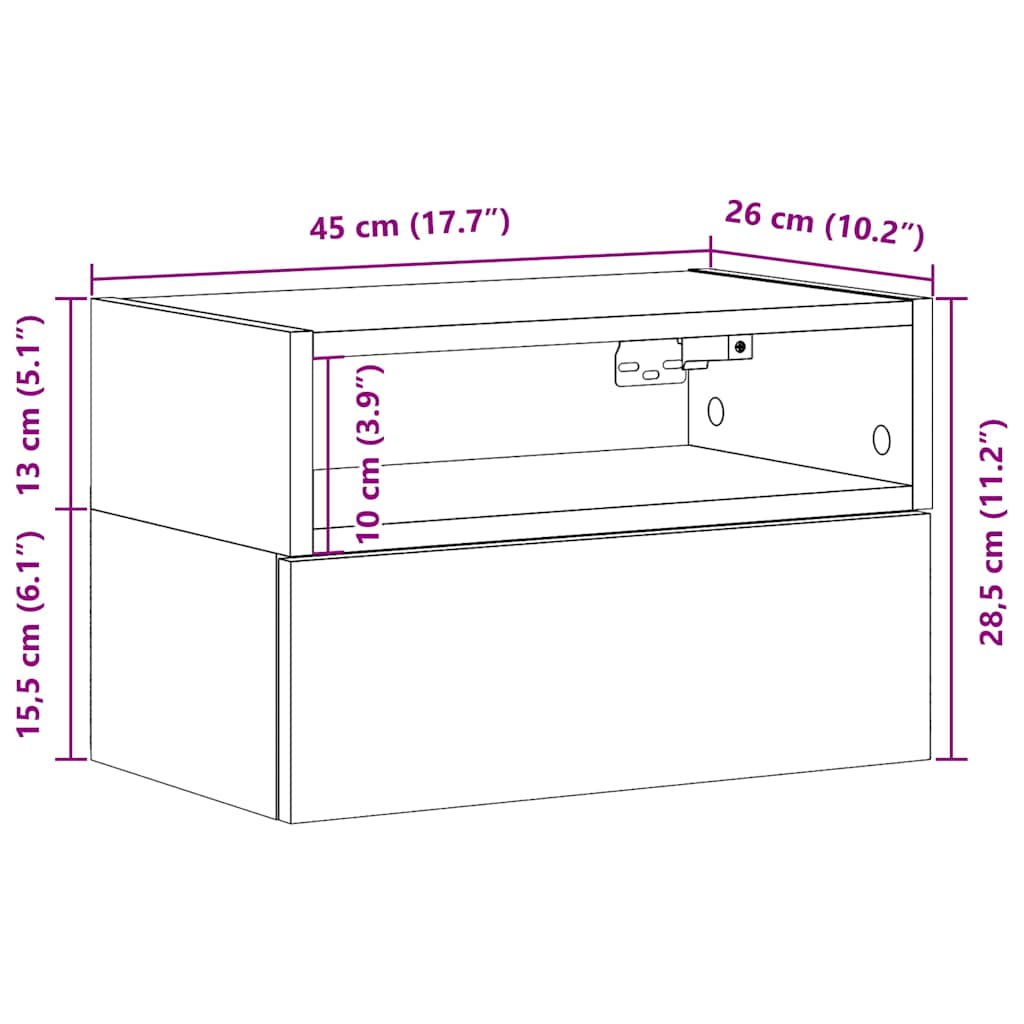 Wall-mounted Bedside Cabinets 2 pcs Black 45x26x28,5 cm