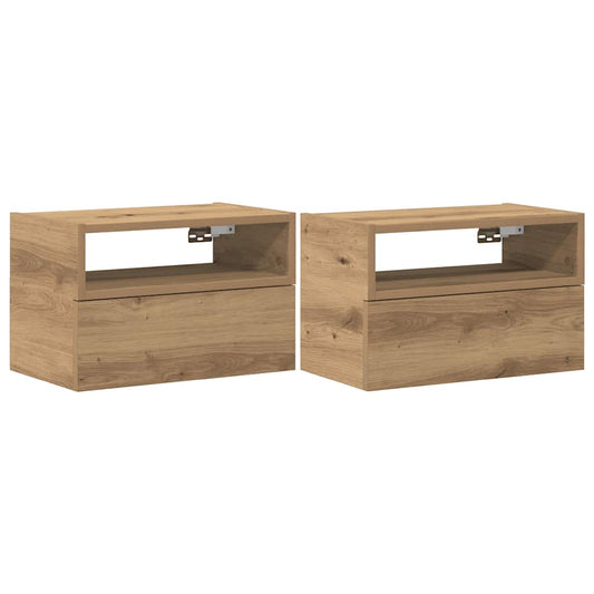 Wall-mounted Bedside Cabinets 2 pcs Artisan Oak 45x26x28,5 cm Wall-mounted Bedside Cabinets 2 pcs Artisan Oak 45x26x28,5 cm