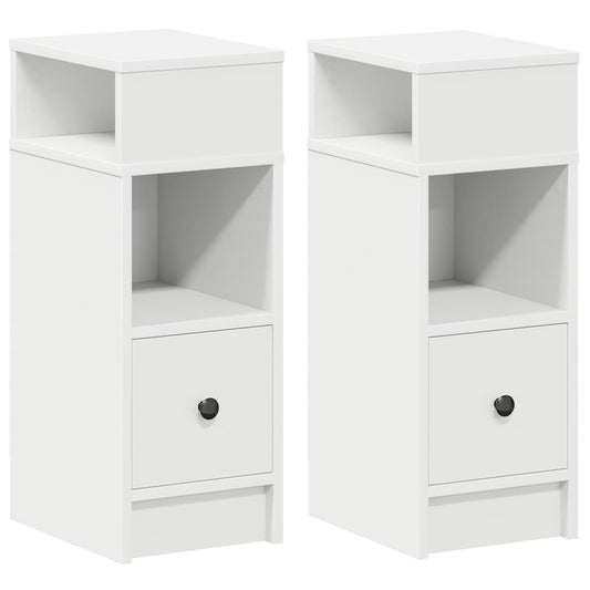 Bedside Cabinets 2 pcs with Drawer White 25x31x66 cm Bedside Cabinets 2 pcs with Drawer White 25x31x66 cm