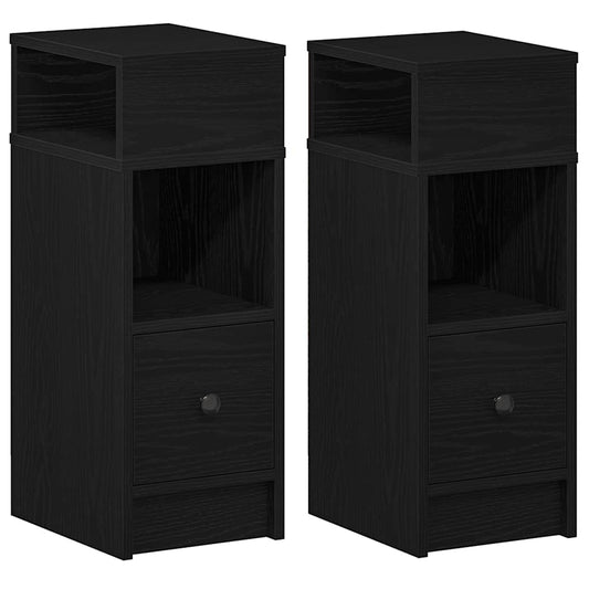Bedside Cabinets 2 pcs with Drawer Black 25x31x66 cm Bedside Cabinets 2 pcs with Drawer Black 25x31x66 cm