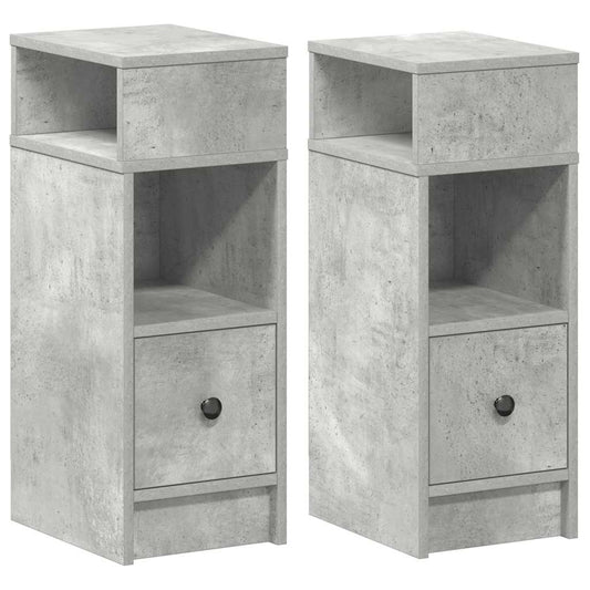 Bedside Cabinets 2 pcs with Drawer Concrete Grey 25x31x66 cm Bedside Cabinets 2 pcs with Drawer Concrete Grey 25x31x66 cm