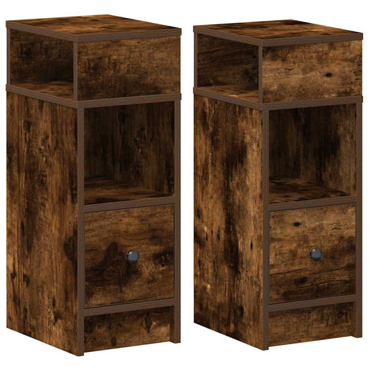 Bedside Cabinets 2 pcs with Drawer Smoked Oak 25x31x66 cm Bedside Cabinets 2 pcs with Drawer Smoked Oak 25x31x66 cm
