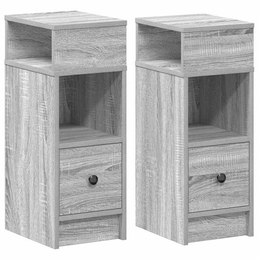 Bedside Cabinets 2 pcs with Drawer Grey Sonoma 25x31x66 cm Bedside Cabinets 2 pcs with Drawer Grey Sonoma 25x31x66 cm