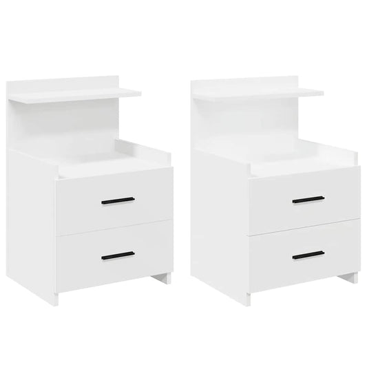 Bedside Cabinets 2 pcs with 2 Drawers White 40x36,5x62 cm Bedside Cabinets 2 pcs with 2 Drawers White 40x36,5x62 cm