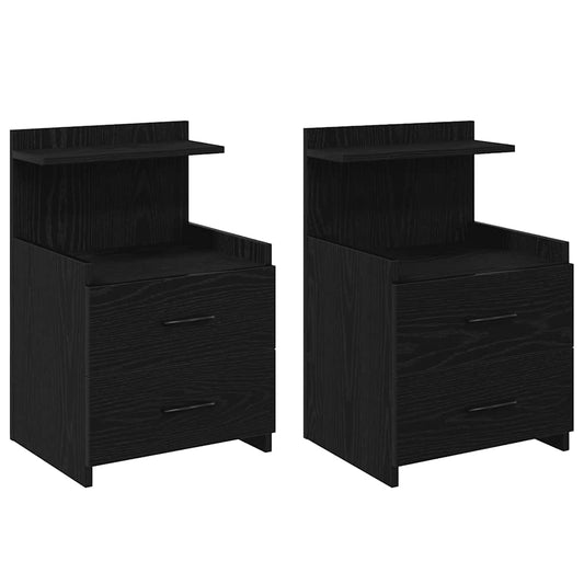 Bedside Cabinets 2 pcs with 2 Drawers Black 40x36.5x62 cm Bedside Cabinets 2 pcs with 2 Drawers Black 40x36.5x62 cm