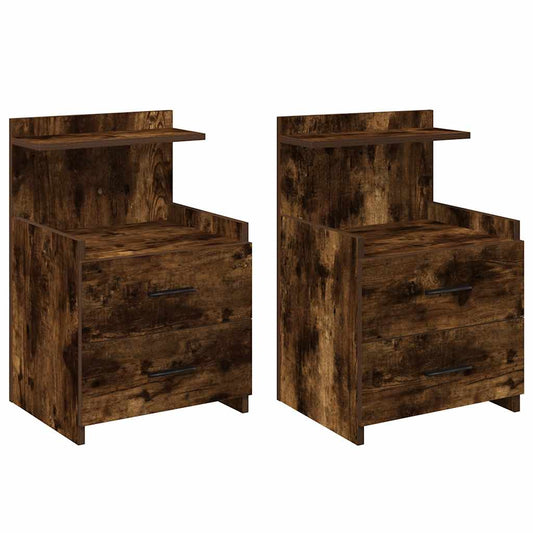 Bedside Cabinets 2 pcs with 2 Drawers Smoked Oak 40x36,5x62 cm Bedside Cabinets 2 pcs with 2 Drawers Smoked Oak 40x36,5x62 cm